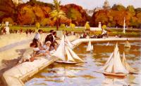 Paul Michel Dupuy - Children Sailing Their Boats In The Luxembourg Gardens